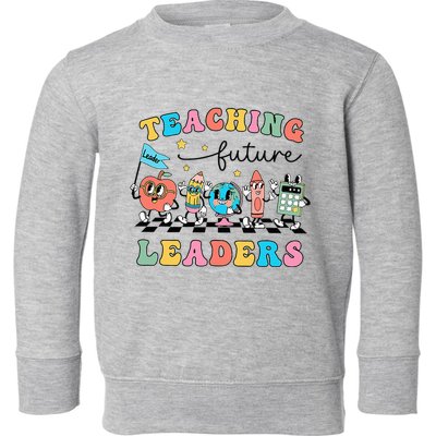 Vintage Educating Future Leaders Cool Teacher Toddler Sweatshirt