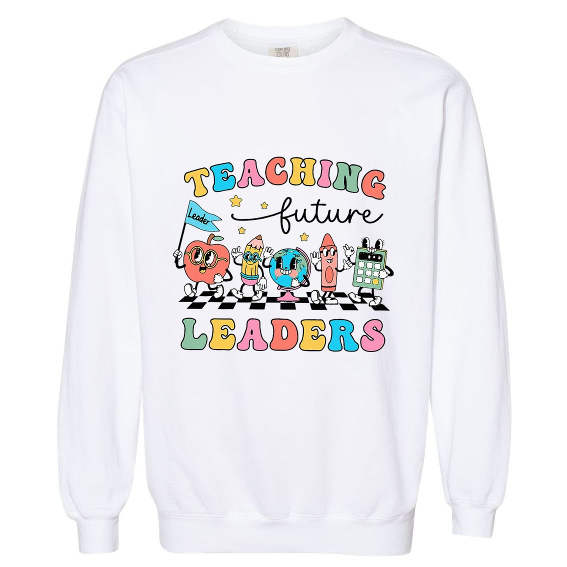 Vintage Educating Future Leaders Cool Teacher Garment-Dyed Sweatshirt