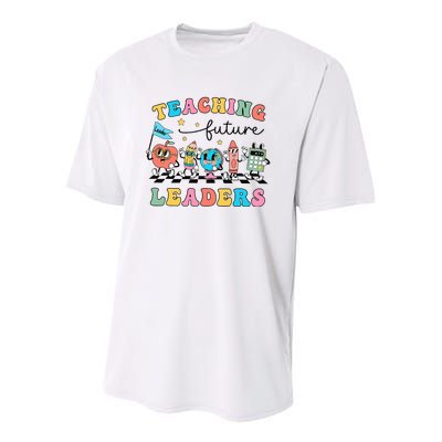 Vintage Educating Future Leaders Cool Teacher Youth Performance Sprint T-Shirt