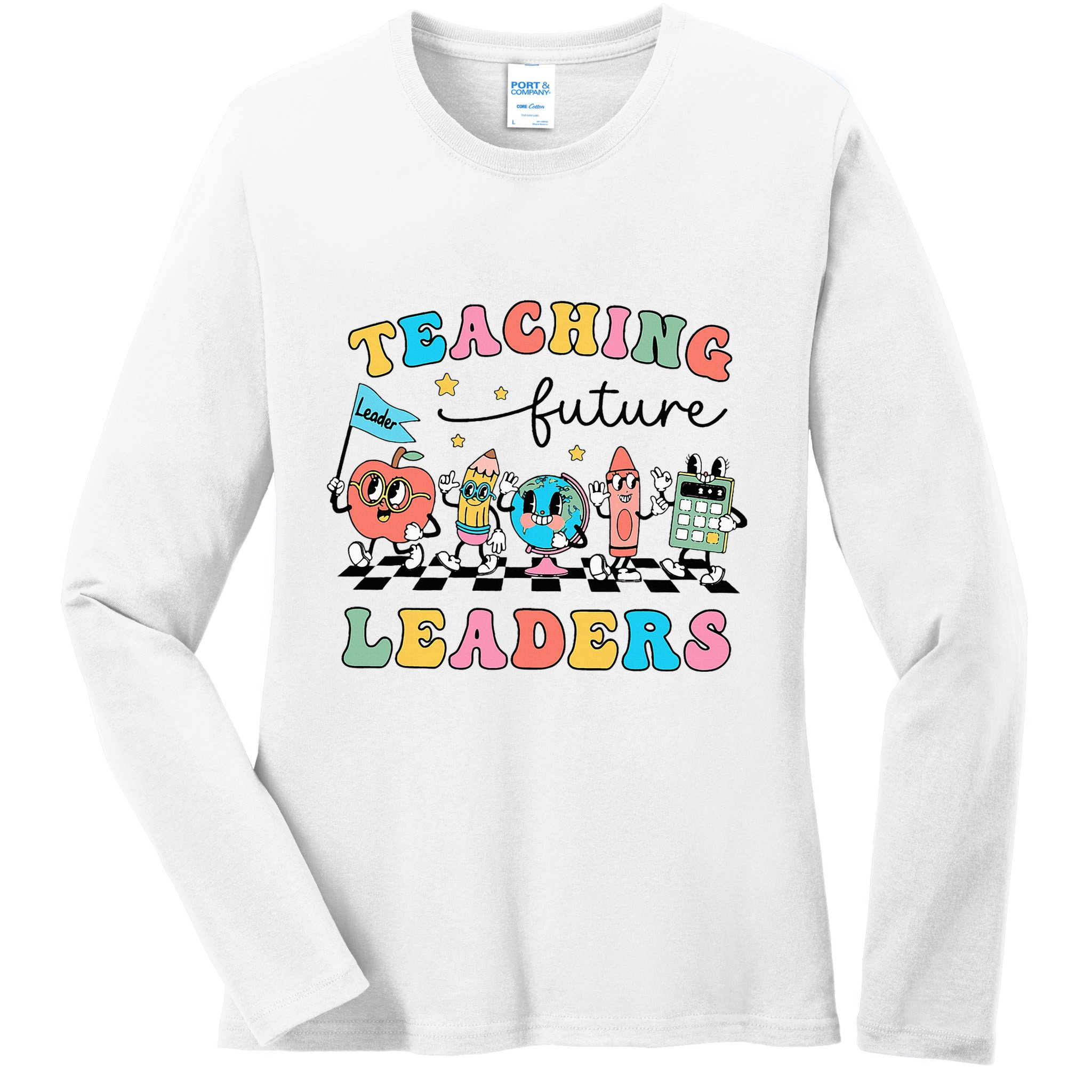 Vintage Educating Future Leaders Cool Teacher Ladies Long Sleeve Shirt
