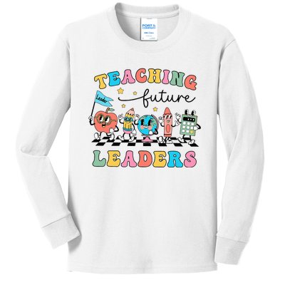 Vintage Educating Future Leaders Cool Teacher Kids Long Sleeve Shirt