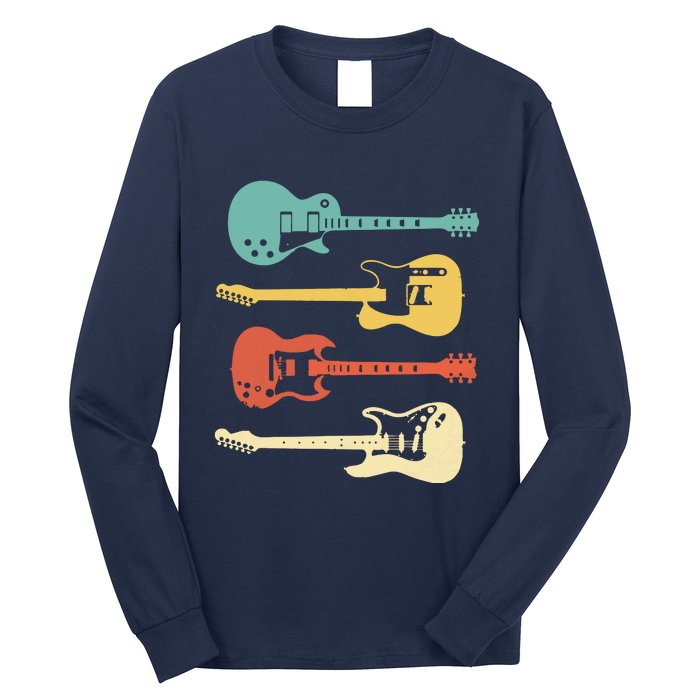 Vintage Electric Guitars Distressed Men Women Kids Long Sleeve Shirt