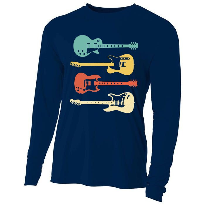 Vintage Electric Guitars Distressed Men Women Kids Cooling Performance Long Sleeve Crew