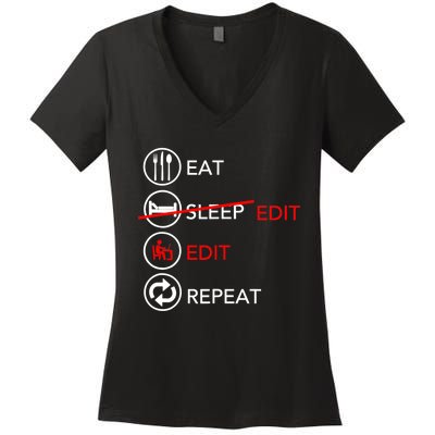 Video Editing Gift Film Making Gift For Video Editor Gift Women's V-Neck T-Shirt