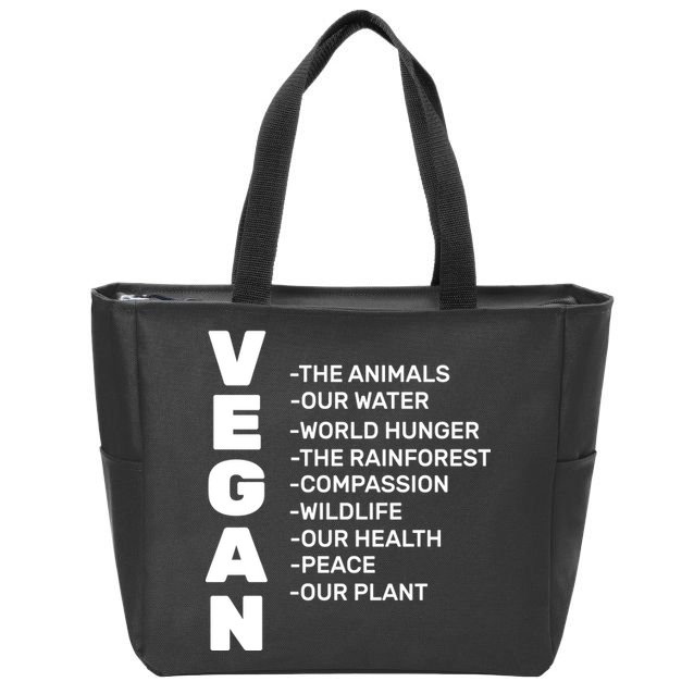 Vegan Because Of Life Zip Tote Bag