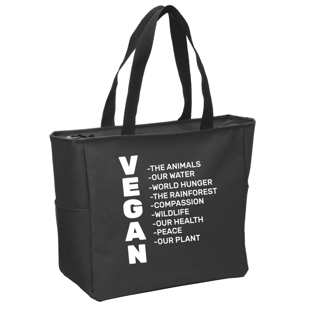 Vegan Because Of Life Zip Tote Bag