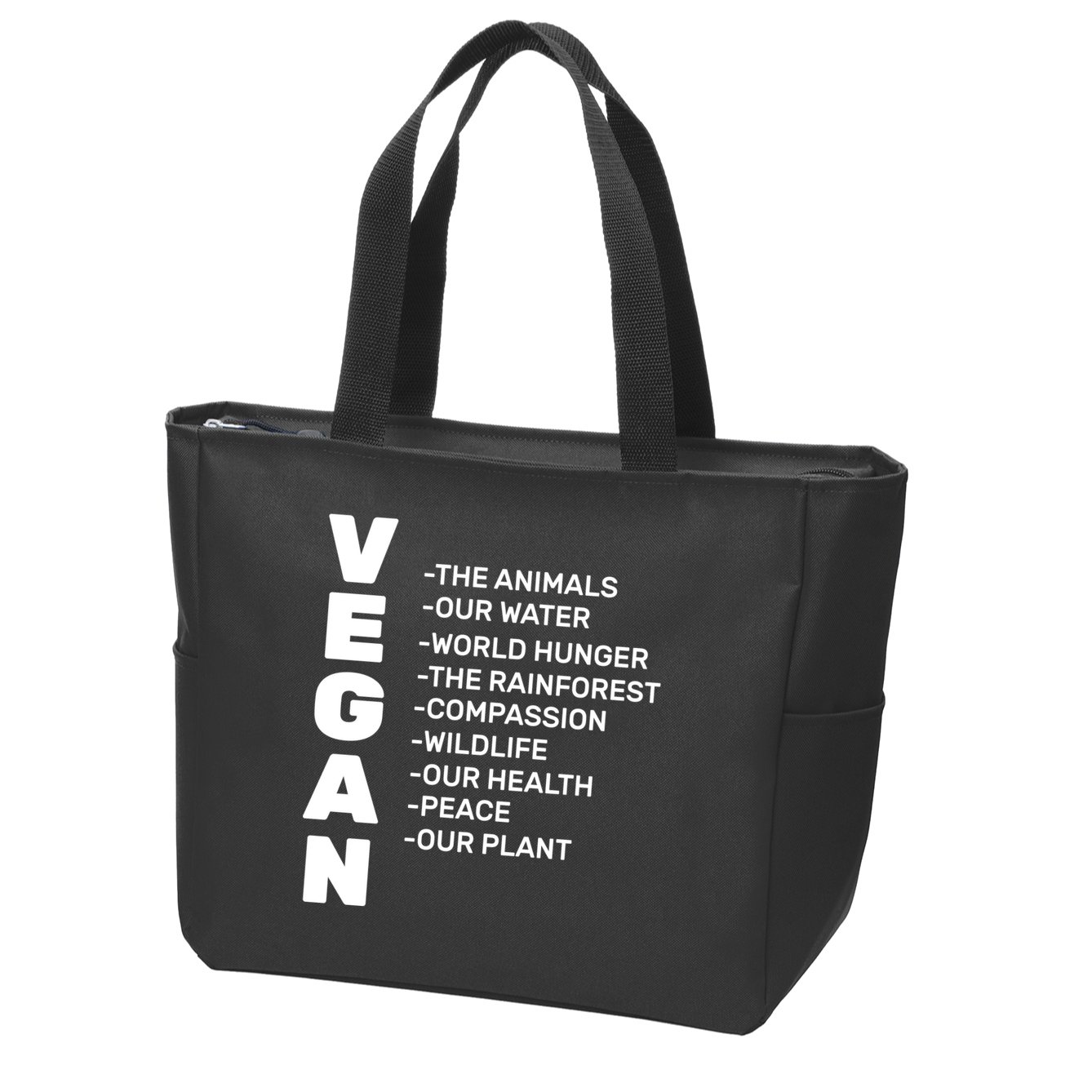 Vegan Because Of Life Zip Tote Bag