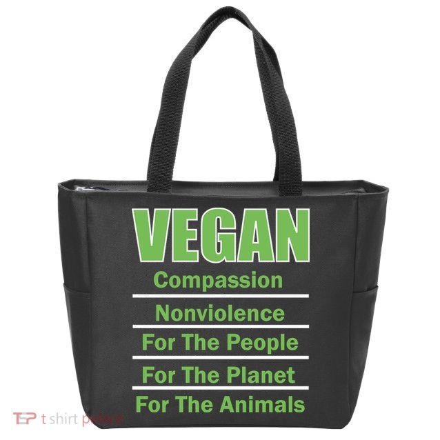 Vegan Message Zip Tote Bag