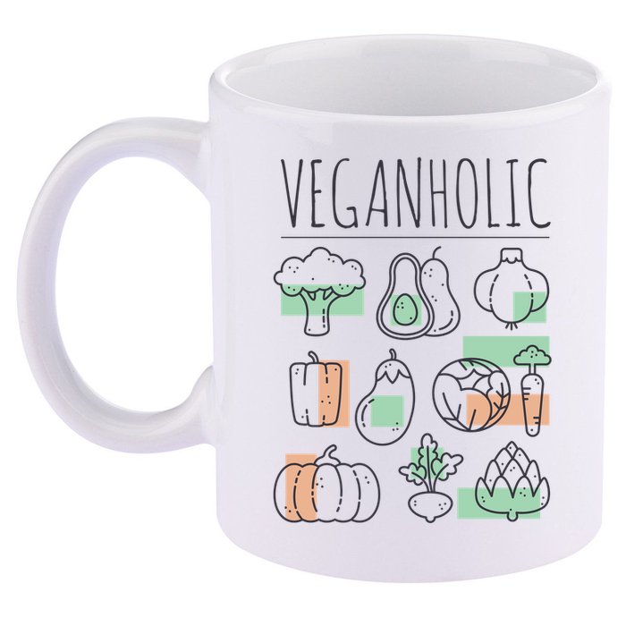 Veganholic 11oz C Handle Ceramic Mug