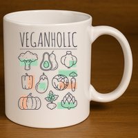 Veganholic 11oz C Handle Ceramic Mug