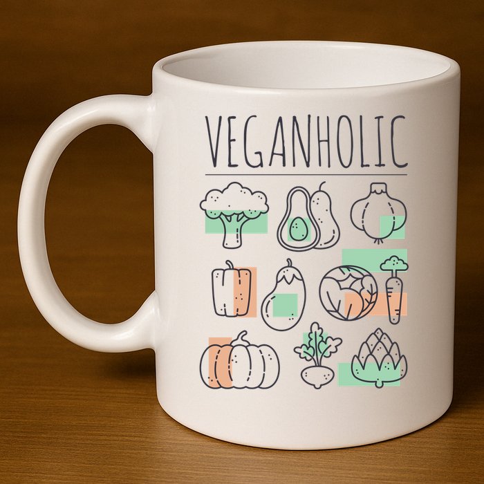 Veganholic 11oz C Handle Ceramic Mug