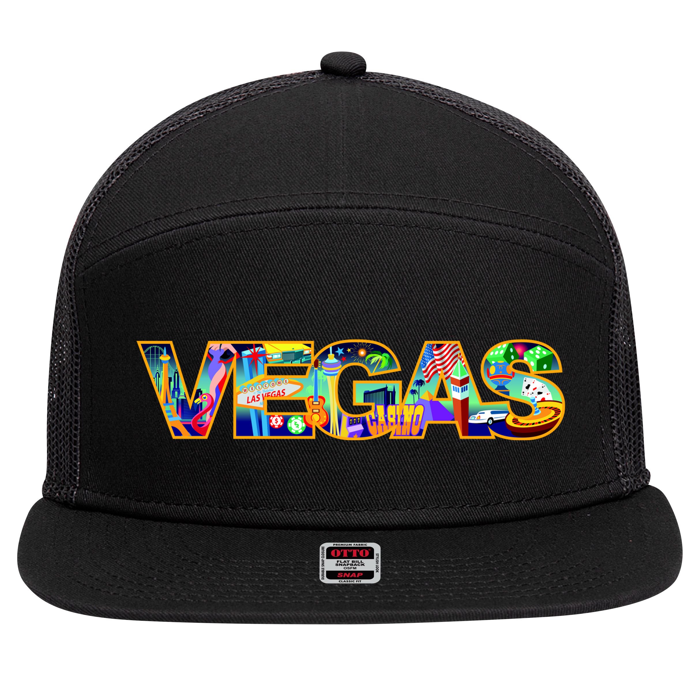 Vegas - Las Vegas Logo 7 Panel Mesh Trucker Snapback Hat