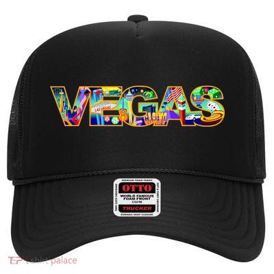 Vegas - Las Vegas Logo High Crown Mesh Back Trucker Hat