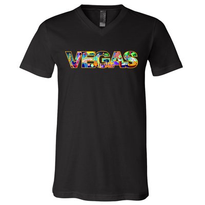 Vegas - Las Vegas Logo V-Neck T-Shirt