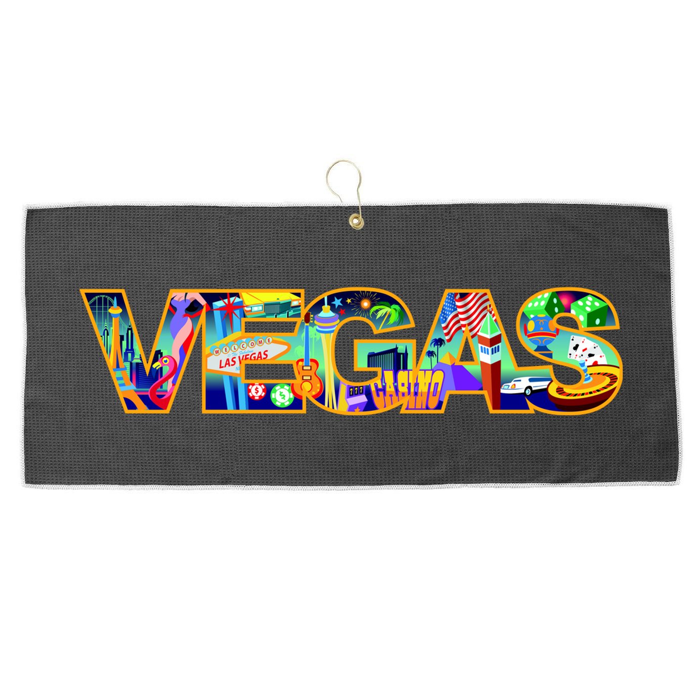 Vegas - Las Vegas Logo Large Microfiber Waffle Golf Towel