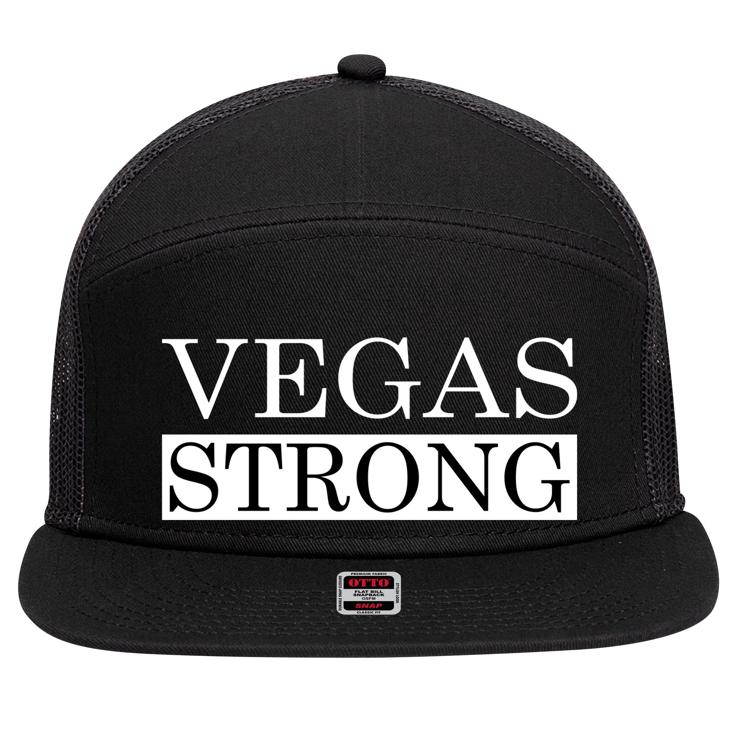 Vegas Strong Classy News Text 7 Panel Mesh Trucker Snapback Hat