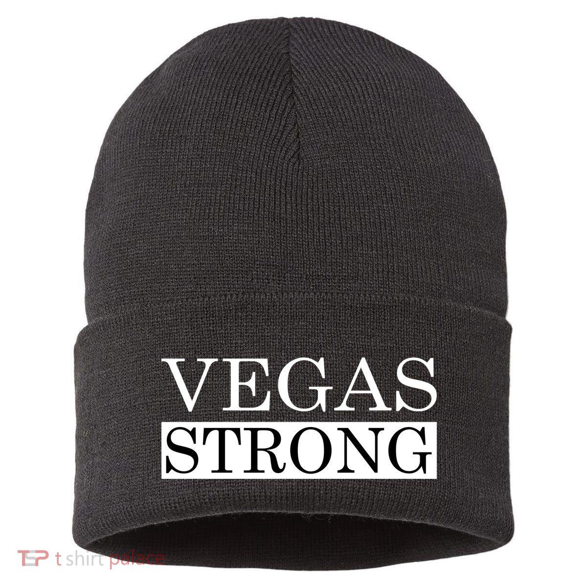 Vegas Strong Classy News Text Sustainable Knit Beanie