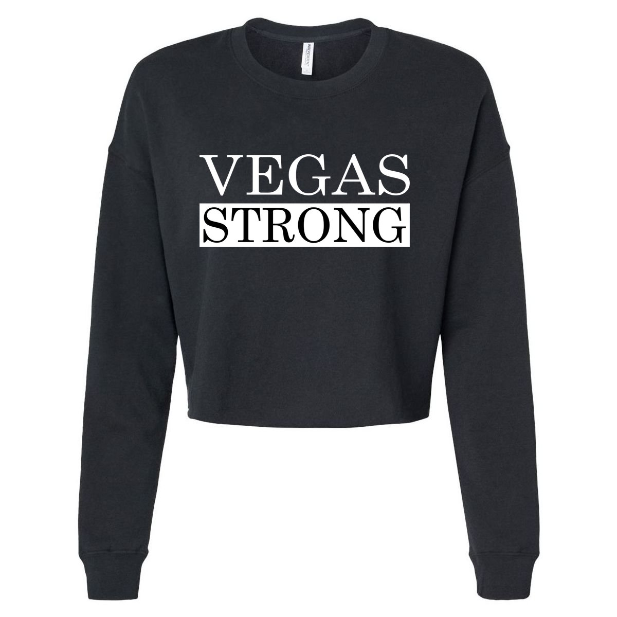 Vegas Strong Classy News Text Cropped Pullover Crew