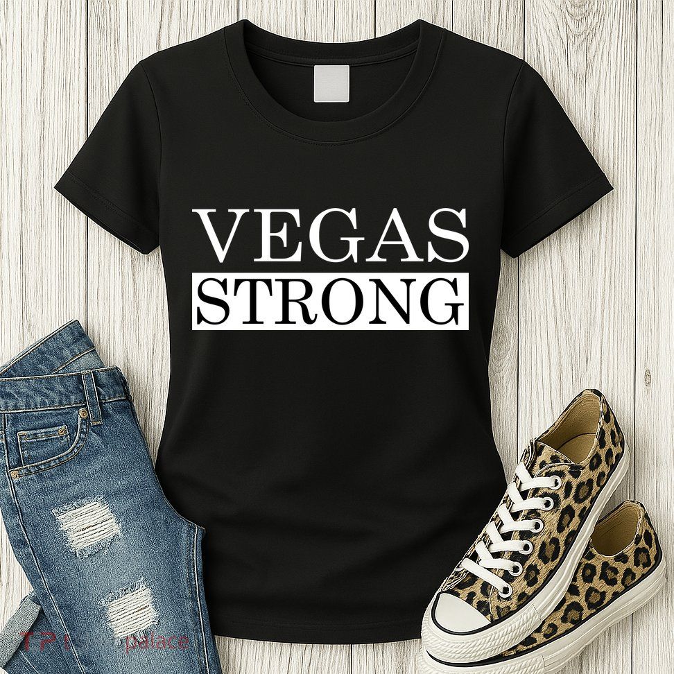 Vegas Strong Classy News Text Womens T-Shirt