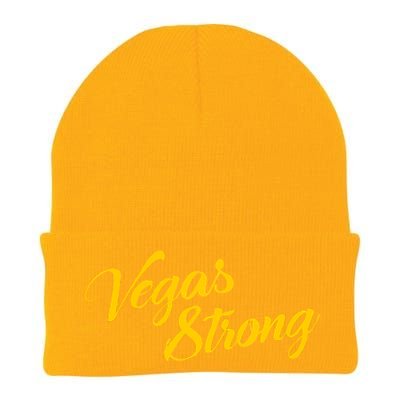 Vegas Strong Gold Script Knit Cap Winter Beanie