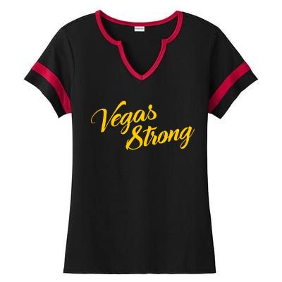 Vegas Strong Gold Script Ladies Halftime Notch Neck Tee