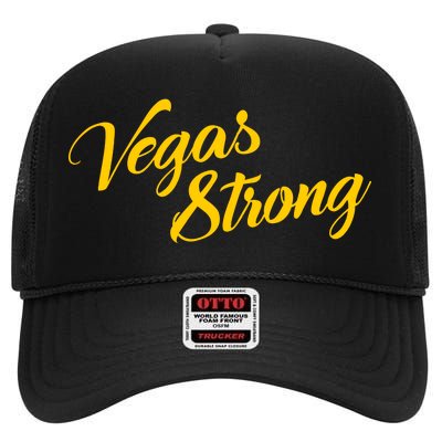 Vegas Strong Gold Script High Crown Mesh Back Trucker Hat