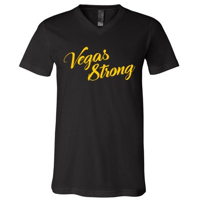 Vegas Strong Gold Script V-Neck T-Shirt