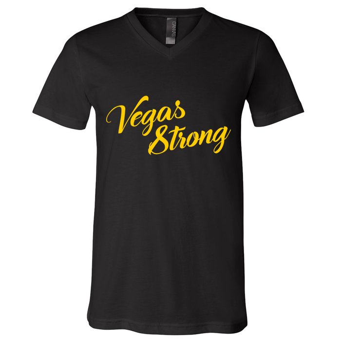 Vegas Strong Gold Script V-Neck T-Shirt