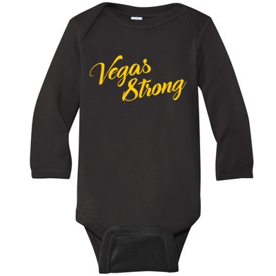 Vegas Strong Gold Script Baby Long Sleeve Bodysuit