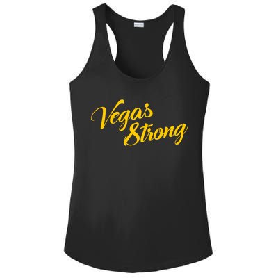 Vegas Strong Gold Script Ladies PosiCharge Competitor Racerback Tank