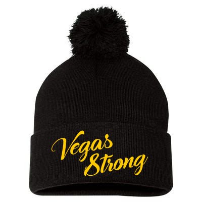 Vegas Strong Gold Script Pom Pom 12in Knit Beanie