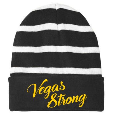 Vegas Strong Gold Script Striped Beanie with Solid Band