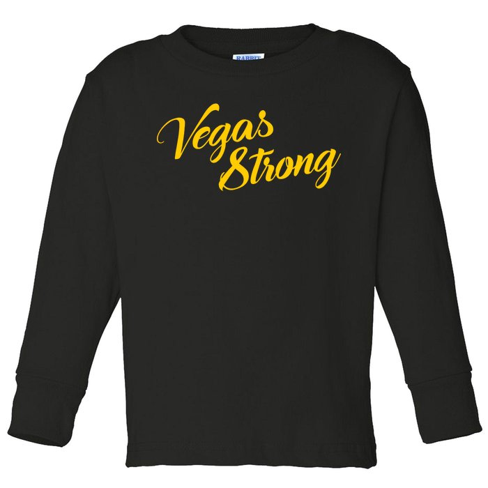 Vegas Strong Gold Script Toddler Long Sleeve Shirt