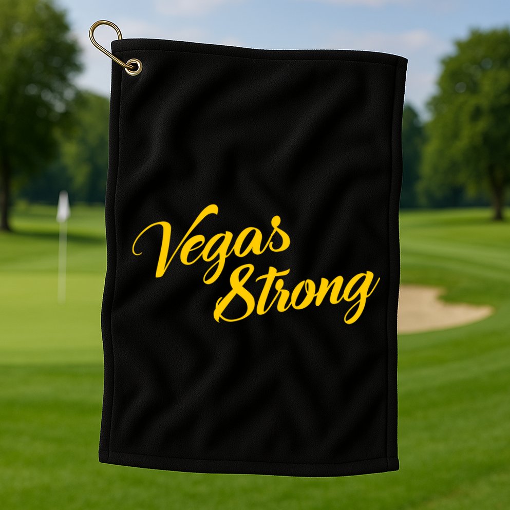 Vegas Strong Gold Script Golf Towel