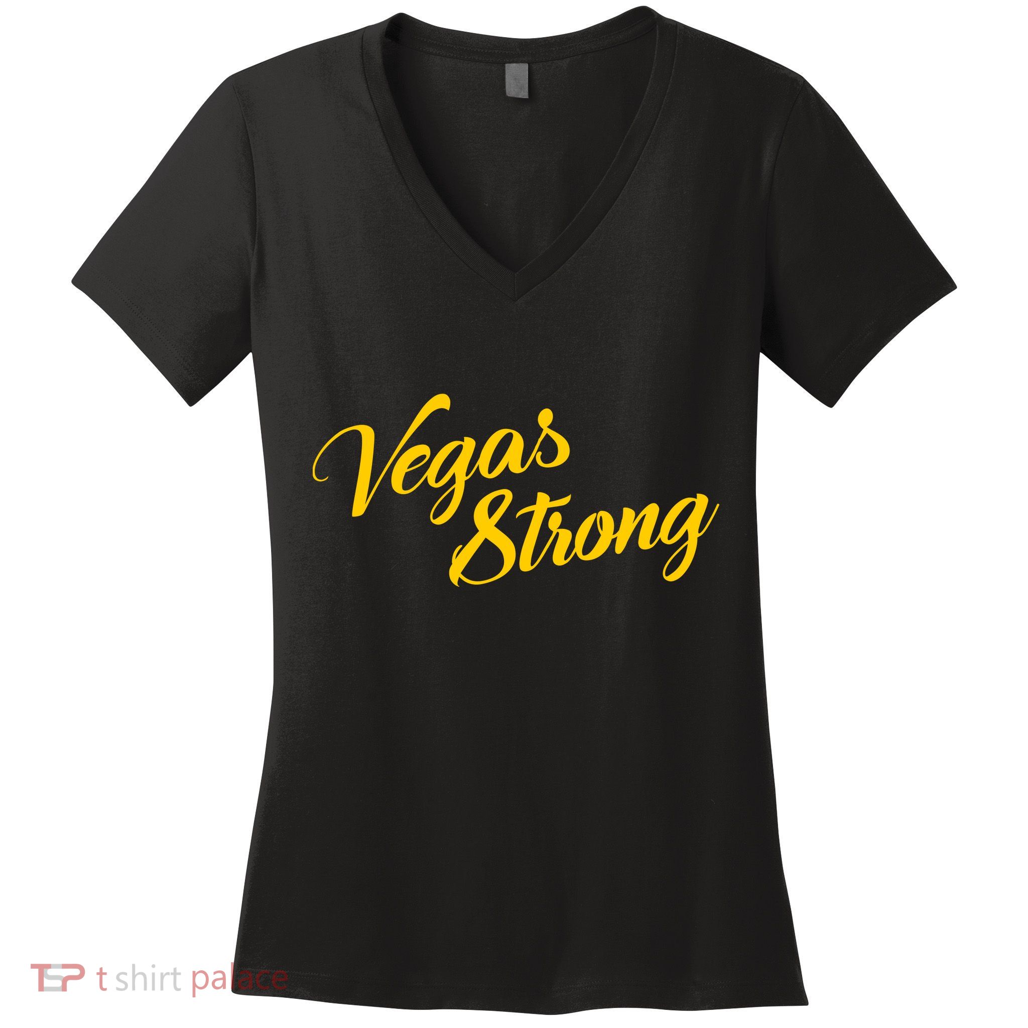 Vegas Strong Gold Script Women's V-Neck T-Shirt