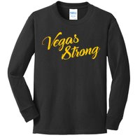 Vegas Strong Gold Script Kids Long Sleeve Shirt