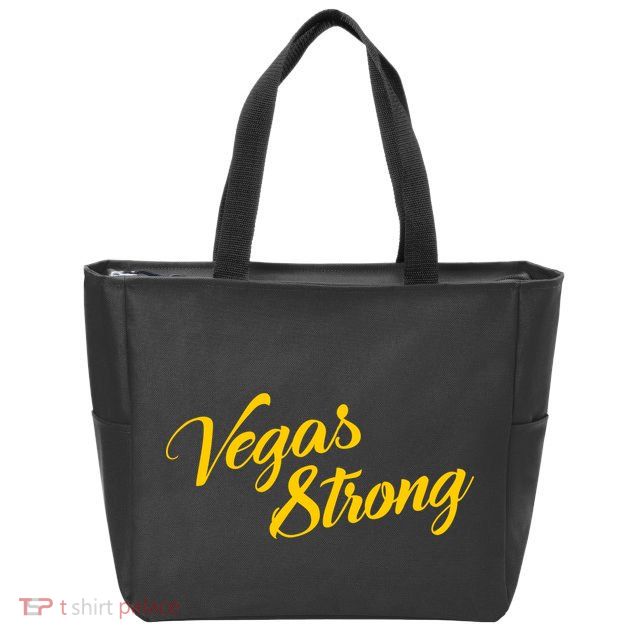 Vegas Strong Gold Script Zip Tote Bag