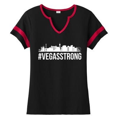 Vegas Strong Hastag #vegasstrong Skyline Ladies Halftime Notch Neck Tee