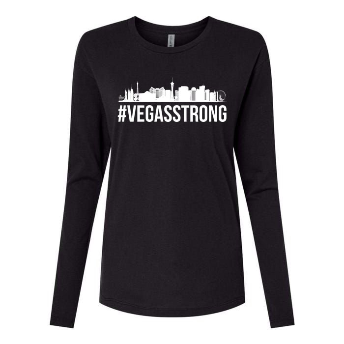 Vegas Strong Hastag #vegasstrong Skyline Womens Cotton Relaxed Long Sleeve T-Shirt