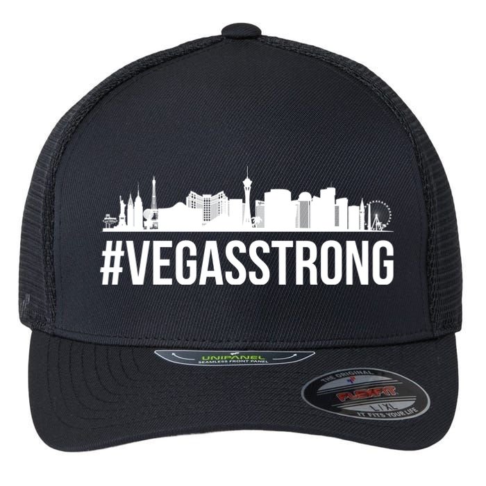 Vegas Strong Hastag #vegasstrong Skyline Flexfit Unipanel Trucker Cap