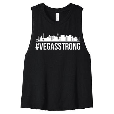 Vegas Strong Hastag #vegasstrong Skyline Women's Racerback Cropped Tank