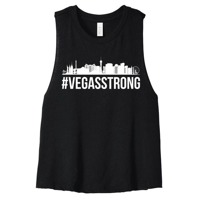 Vegas Strong Hastag #vegasstrong Skyline Women's Racerback Cropped Tank