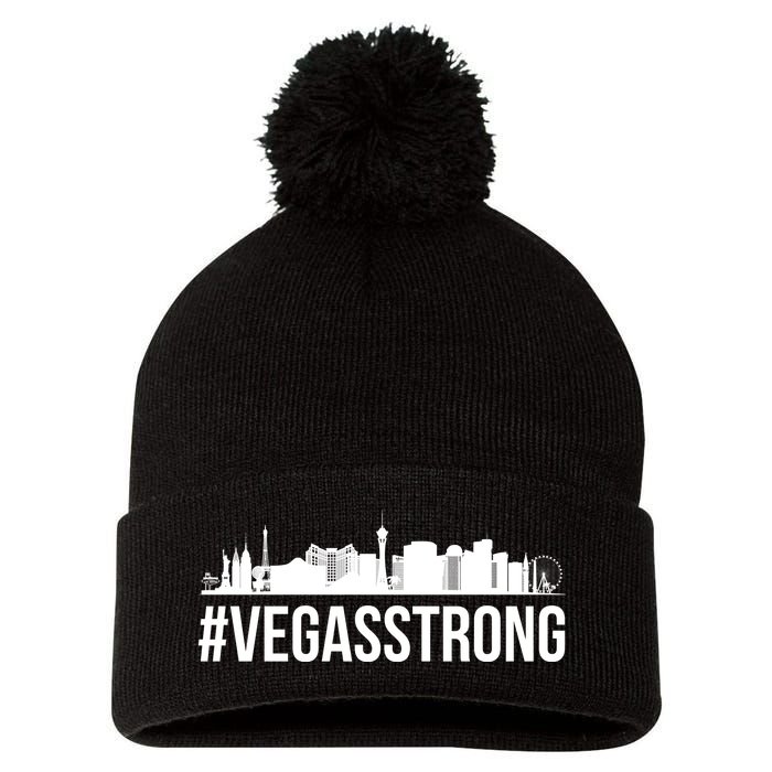 Vegas Strong Hastag #vegasstrong Skyline Pom Pom 12in Knit Beanie