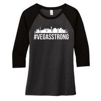 Vegas Strong Hastag #vegasstrong Skyline Women's Tri-Blend 3/4-Sleeve Raglan Shirt