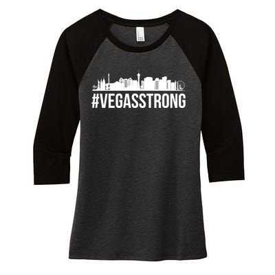 Vegas Strong Hastag #vegasstrong Skyline Women's Tri-Blend 3/4-Sleeve Raglan Shirt