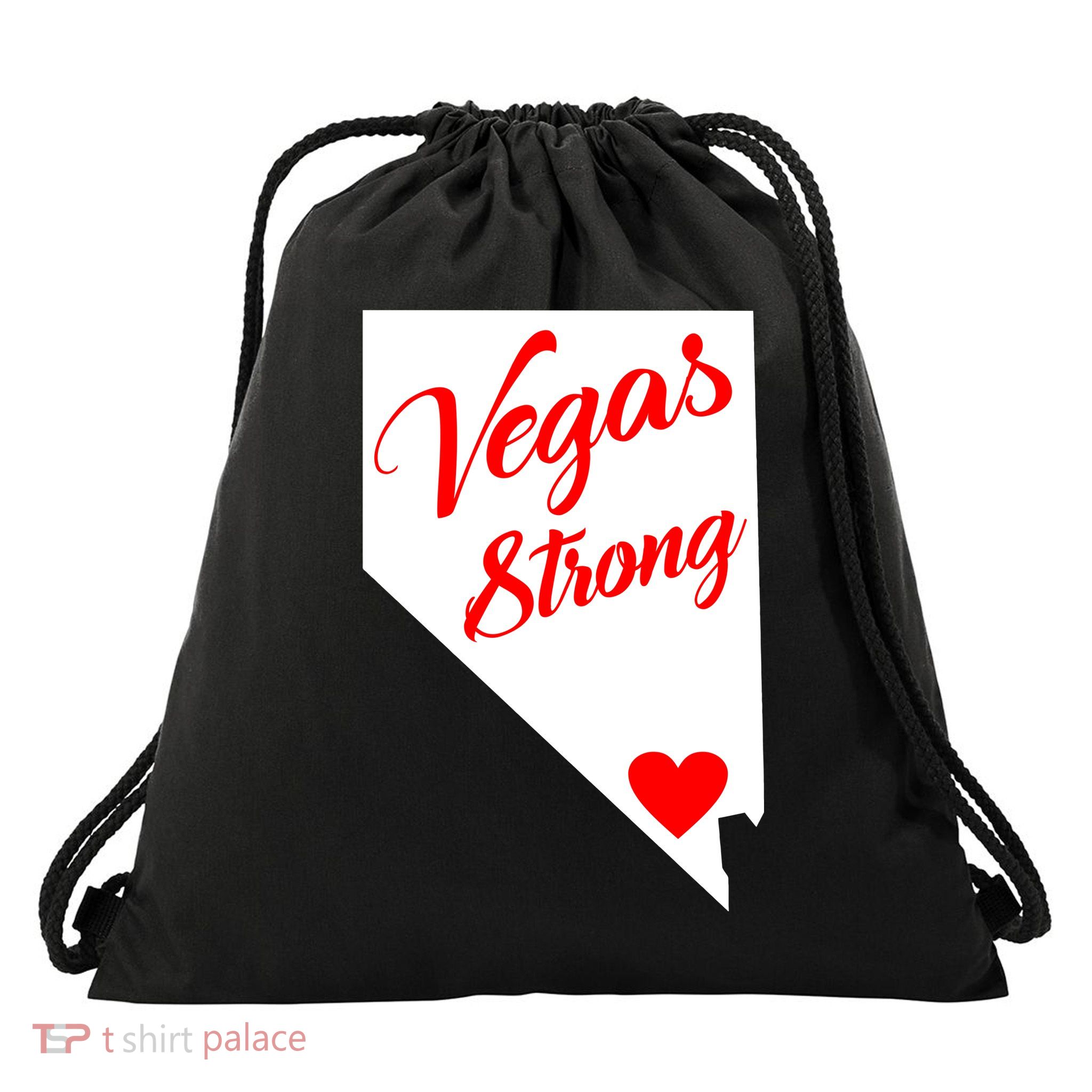 Vegas Strong Nevada Heart Script Drawstring Bag