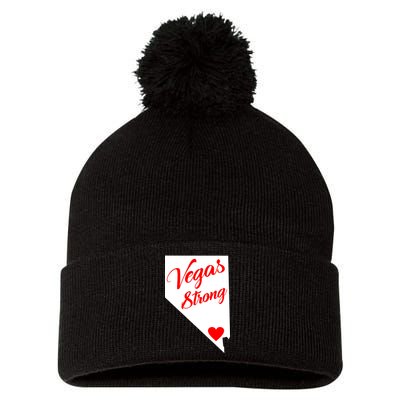 Vegas Strong Nevada Heart Script Pom Pom 12in Knit Beanie