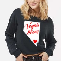 Vegas Strong Nevada Heart Script Cropped Pullover Crew
