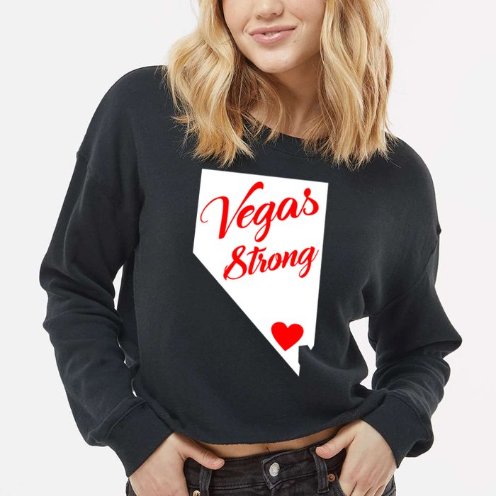 Vegas Strong Nevada Heart Script Cropped Pullover Crew