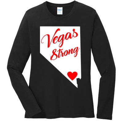Vegas Strong Nevada Heart Script Ladies Long Sleeve Shirt